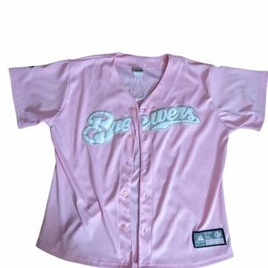 Majestic pink brewers women’s jersey size medium